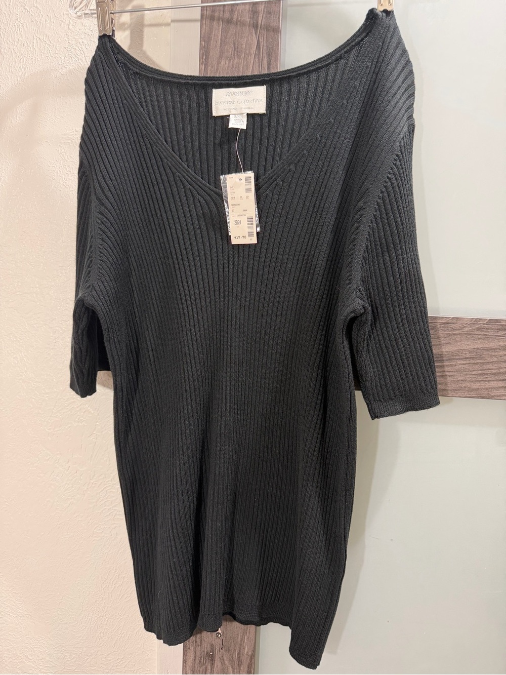 Avenue Sweetwater Collection Black Ribbed Sweater Tunic Top Plus Size 22/24 NWT
